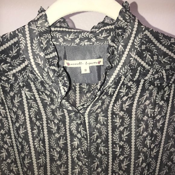 Nanette Lepore Gray Semi Sheer Blouse Size 10 - Picture 4 of 9